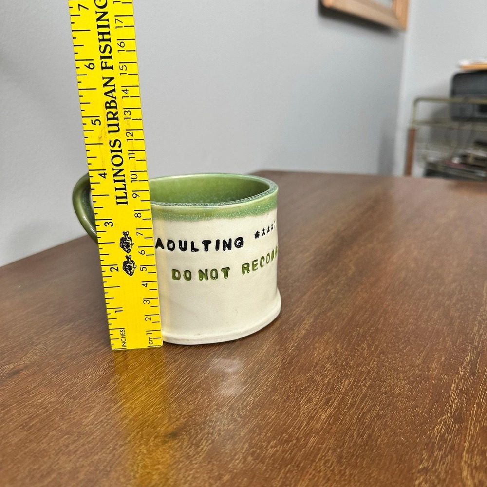 Studio Pottery Adulting Do Not Recommend Mug Signed Funny Thumb Rest Drip Glaze - Picture 10 of 12